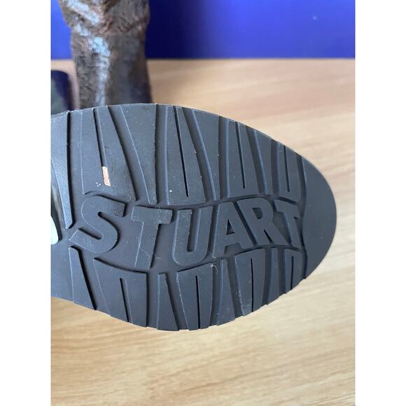 Stuart Weitzman Brown Leather Tall Boots Brass Ring - Picture 8 of 12